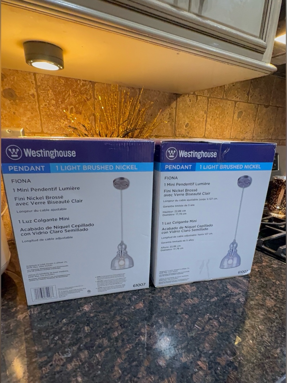 Westinghouse Fiona Brushed Nickel Pendant Lights Seeded Glass Bundle Set of 2